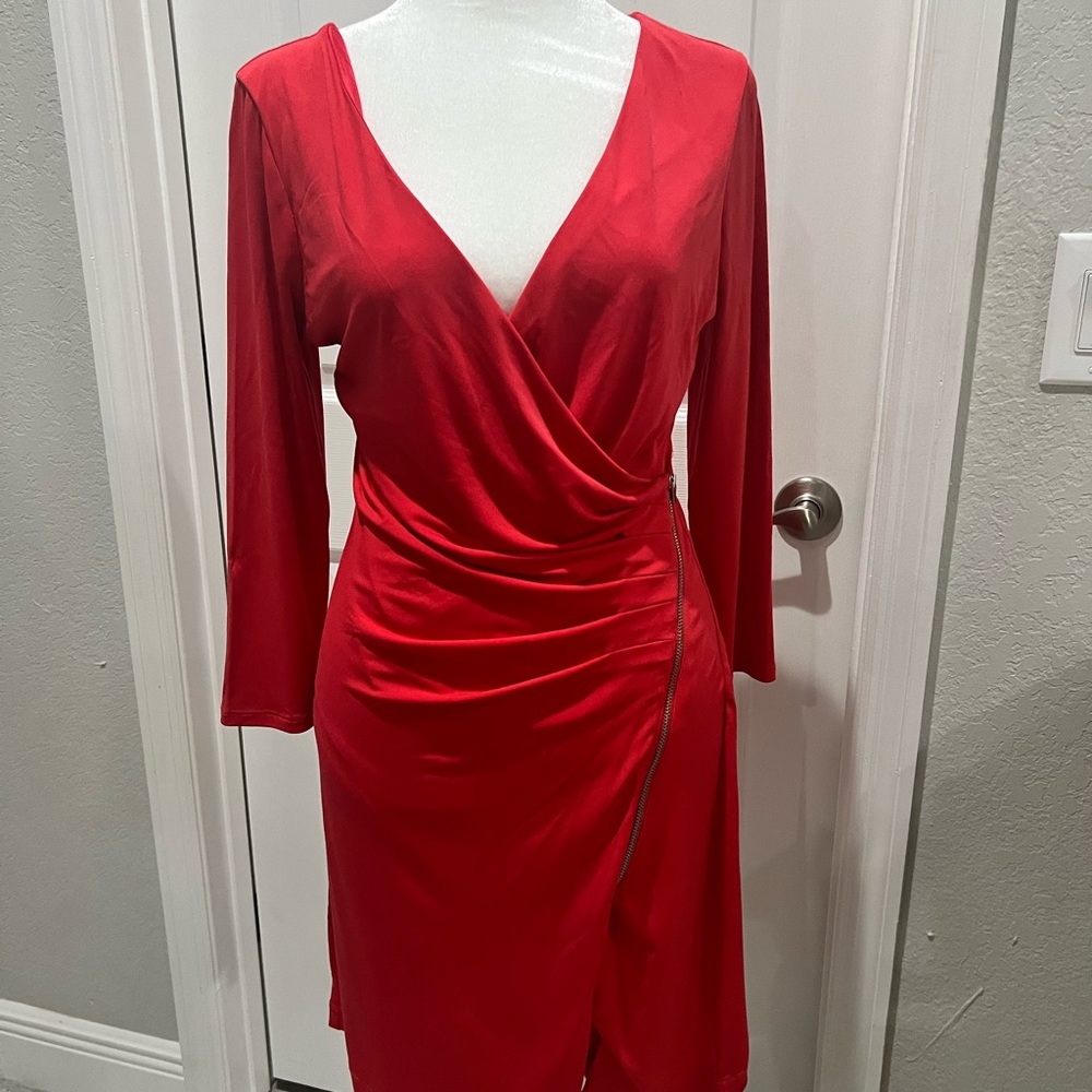 Express dark coral Wrap Dress